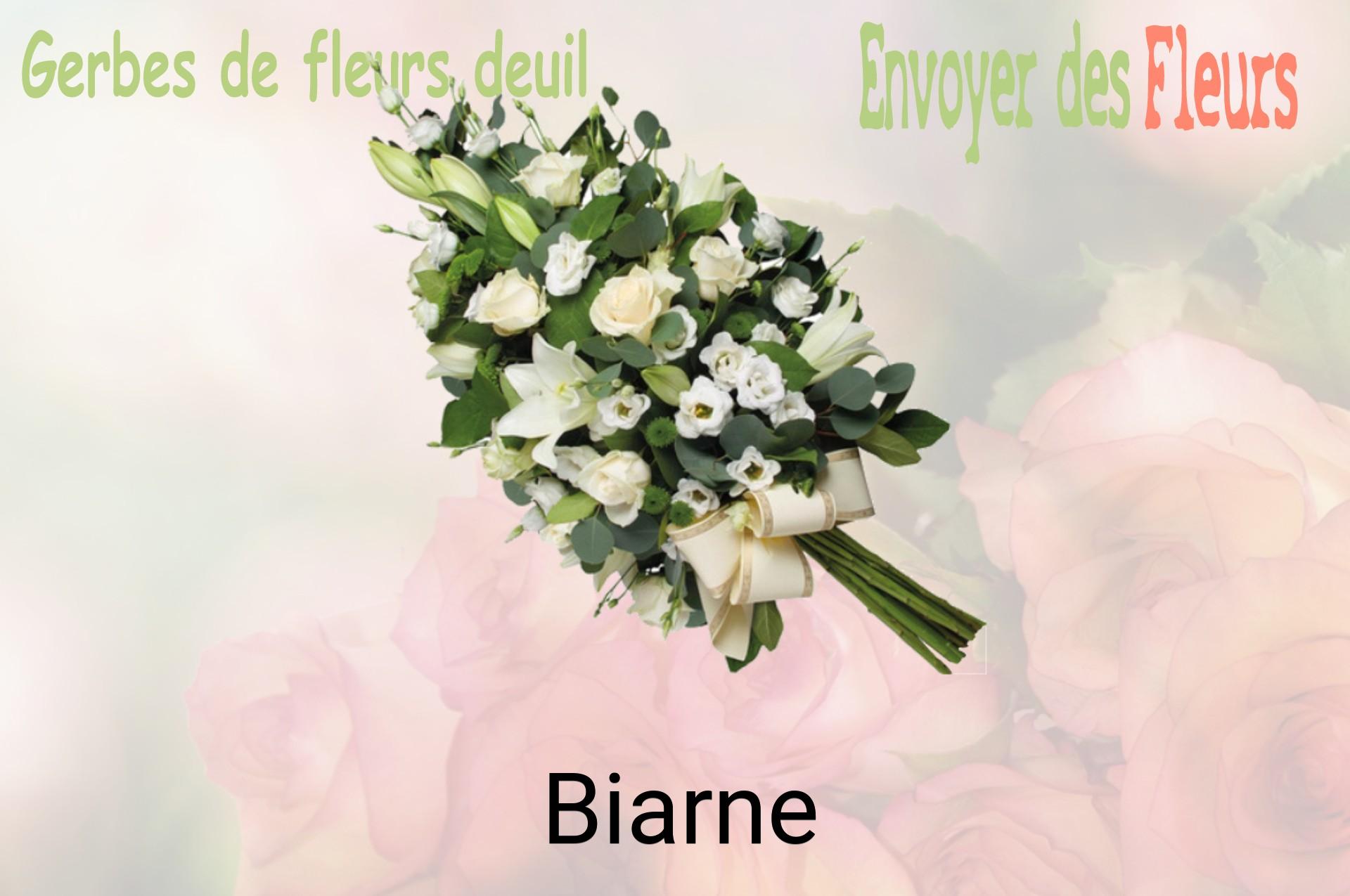 Gerbe de fleurs de deuil livrée à Biarne